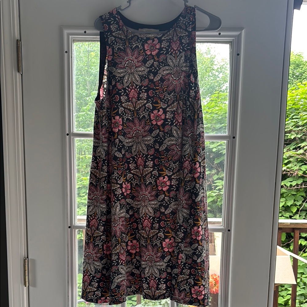 LOFT Pink Sleeveless Crew Neck Midi Sundress